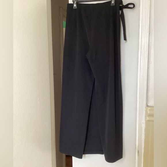 Ivan Grundahl Zs 44 black wide trousers wrap front and side tie, wool blend - Picture 4 of 13